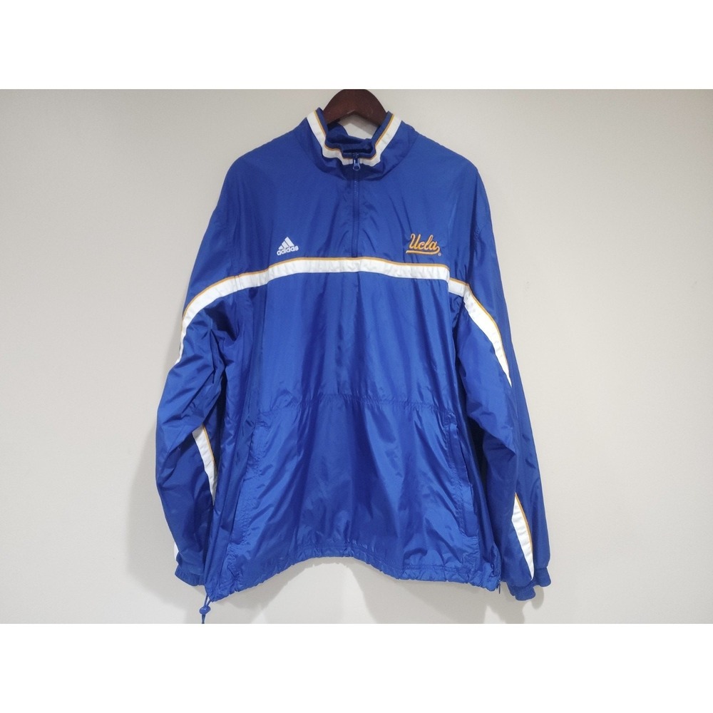 Vintage UCLA Bruins Jacket Mens 2XL Blue Adidas NCAA Windbreaker Quarter Zip